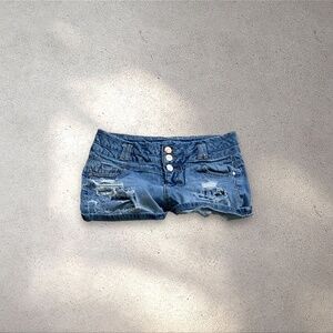 Blue Spice Mid Rise Micro Denim Shorts